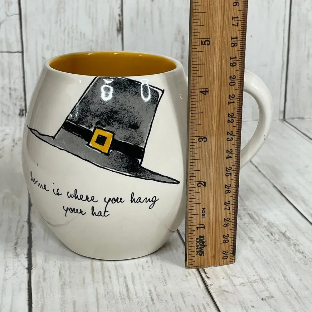 COPY - Rae Dunn Round Pilgrim or Witch’s Hat Mug “home is where you hang your h…